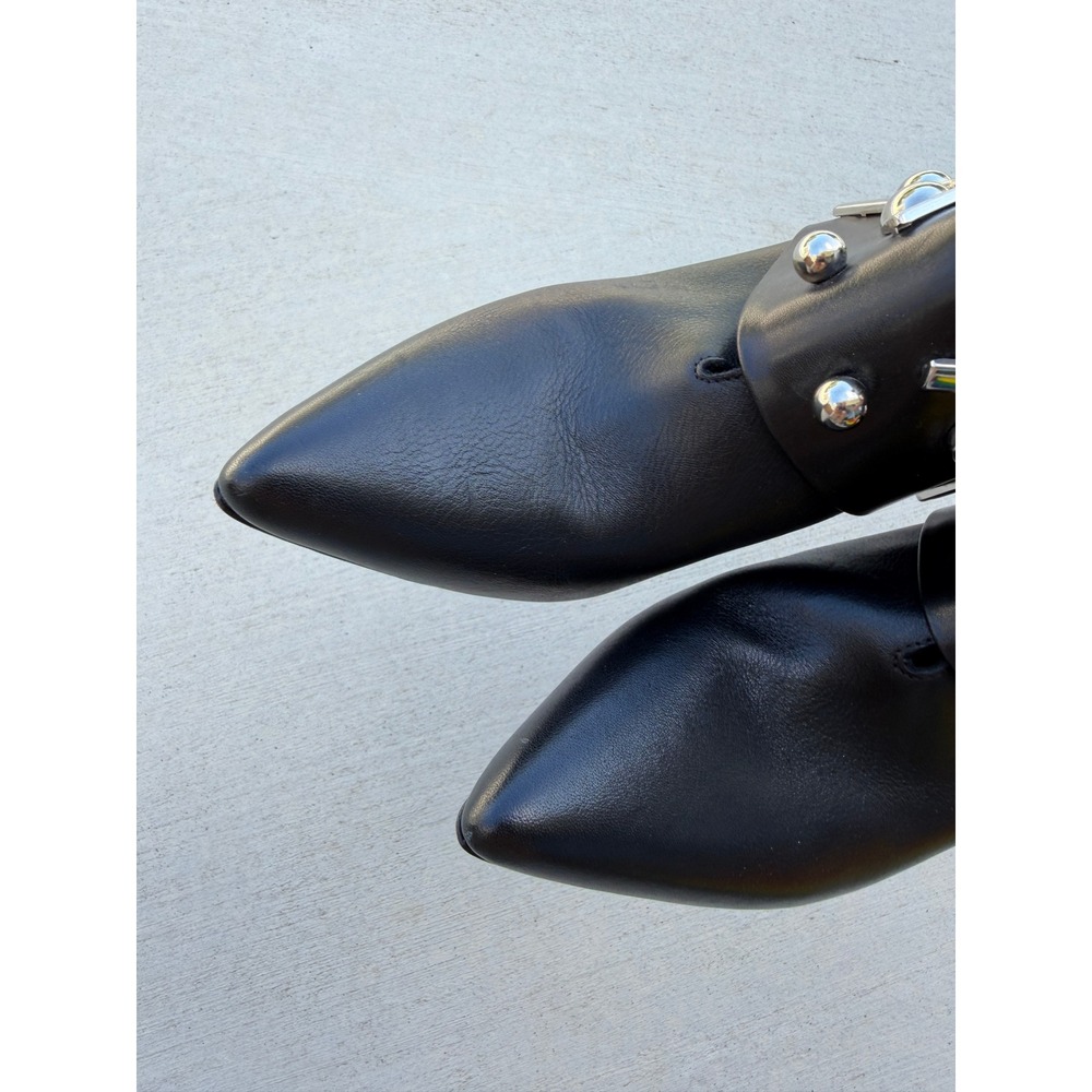 Donald J Pliner Black Leather Studded Stiletto Ankle Boots Made in Spain 7.5 - Picture 5 of 9